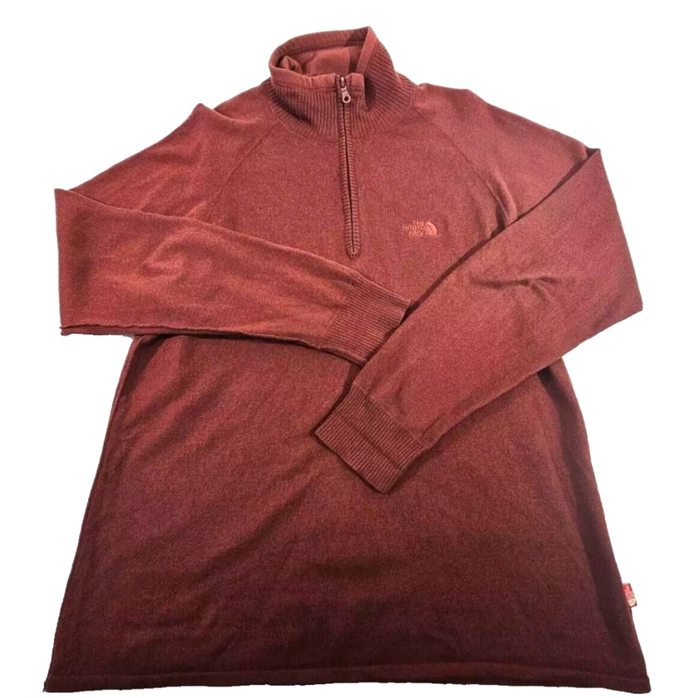 The North Face Burnt Orange Wool Blend 1/4 Zip Pullover Sweater‎ men's large